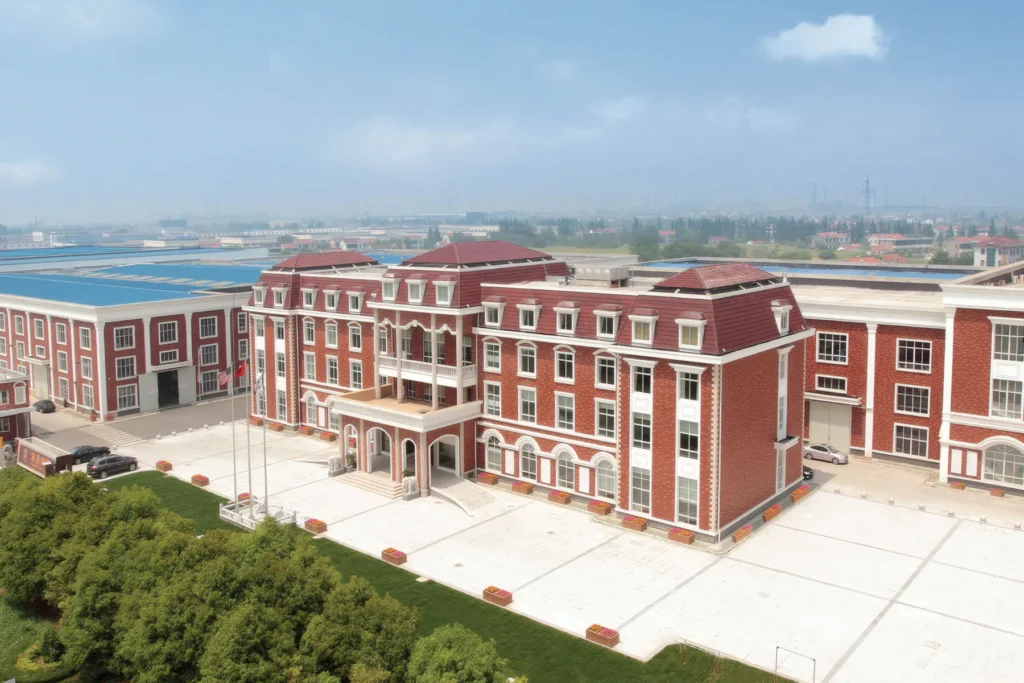 AMSTAR manufacturing park – aerial view of the red brick factory and courtyard