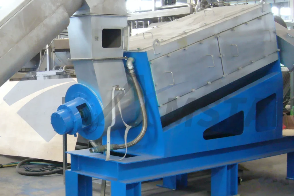 High Speed Friction Washer – stainless housing and inlet on a blue support frame