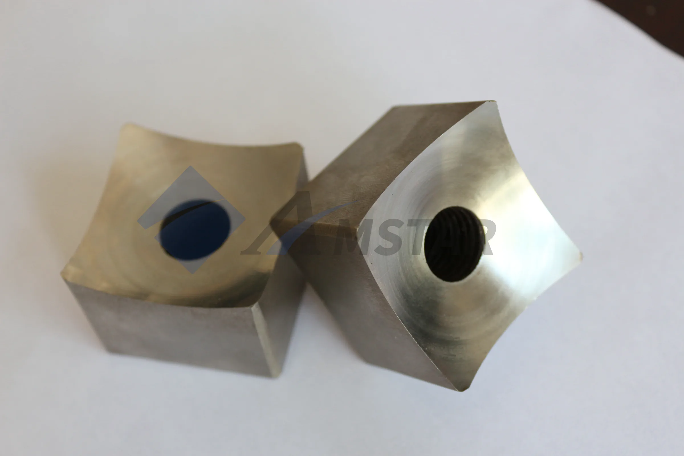 Shredder and Crusher Blades – two square cutter blocks with threaded mounting holes