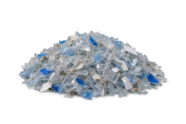 Crushed PET flakes before washing