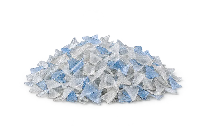 Clean dry PET flakes after washing and drying