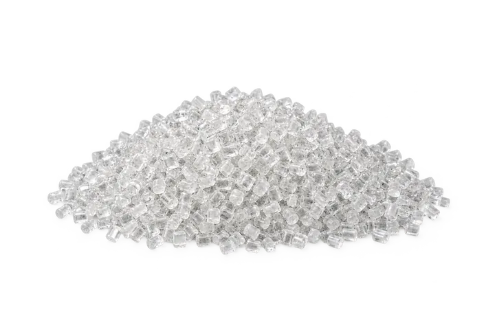 Clear recycled PET pellets after pelletizing